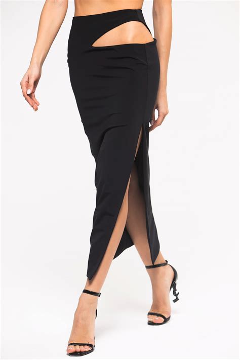 Юбка с разрезом черная - купить в модном бутике DL Dress в Москве и СПб