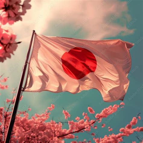 japanese flag  blue sky japanese flag  sunrise stock photo