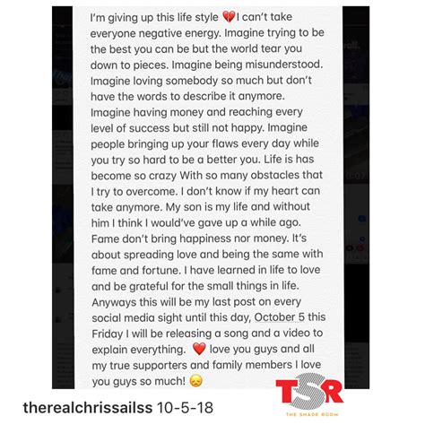 Chris Sails Has A Message For The Fans