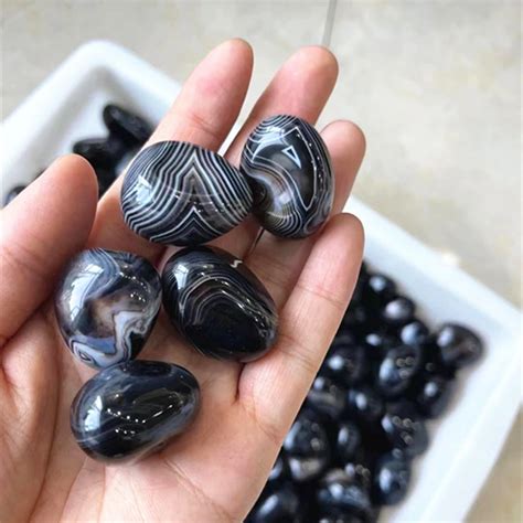 Natural Black Onyx Crystal Quartz Tumbled Banded Agate Healing Stones ...