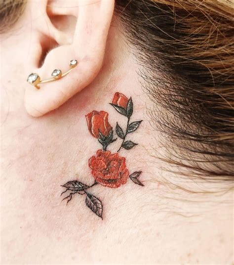 Tatuagem Rosa Atras Da Orelha - Tatuagem atrás da orelha: 80 ideias para marcar na pele