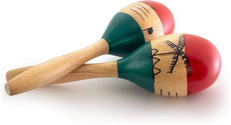 Natural Hand Painted Wooden Maracas - Full Size Pair Length 25cm ...