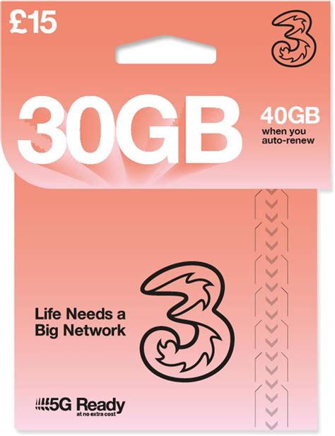 THREE 4G/5G SIM Card UK & ROAM FREE in over 70 destinations - PREPAID ...