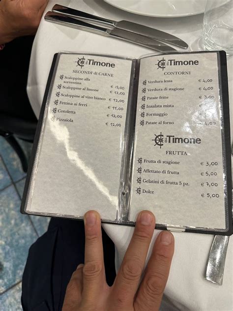 Menu da Il Timone ristorante, Salerno