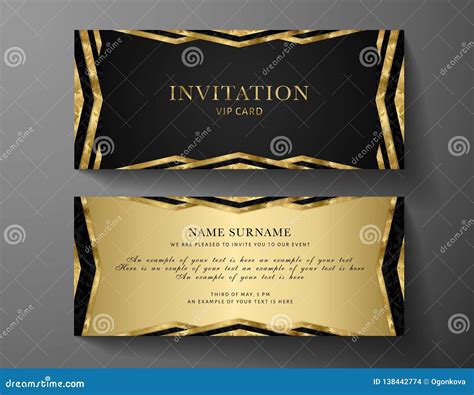 Luxurious VIP Invitation Template with Gold, Black Background and ...