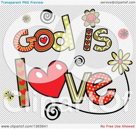 Clipart of Colorful Sketched God Is Love Word Art - Royalty Free Vector ...