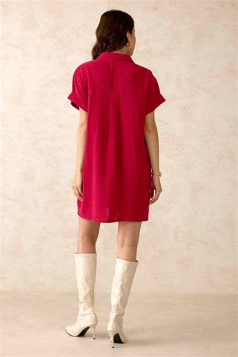 Serenity|Embroidered Dolman Sleeve Shirt Dress