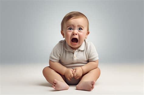 Premium AI Image | Anxious Baby Isolated White Background Ai