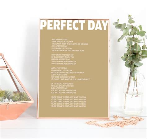 Perfect Day Perfect Day Lyrics Lou Reed Lou Reed Lyrics | Etsy