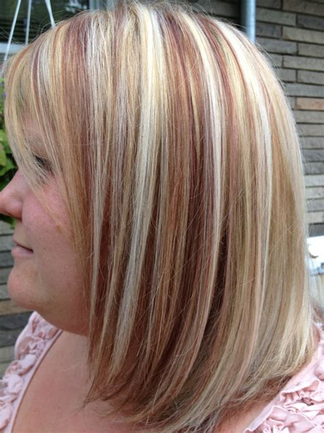 Red copper and 2 shades of blonde | Blonde hair with copper lowlights ...