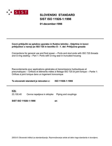 ISO 11926-1:1995 - Connections for general use and fluid power — Ports ...