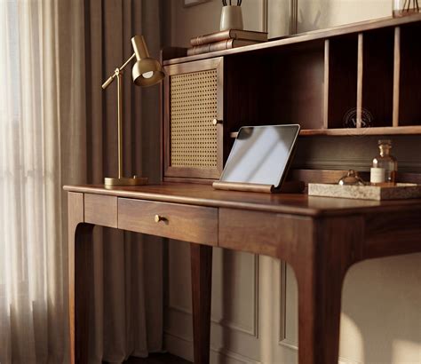 buy nirman sheesham wood study table  storage cane cabinet teak
