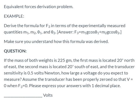 Solved Equivalent forces derivation problem. EXAMPLE: Derive | Chegg.com