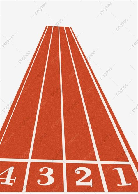 Track Clipart: Red and White Running Race Track with Numbers