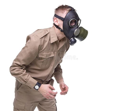 Man in gas mask with dog stock image. Image of sniffing - 112352061