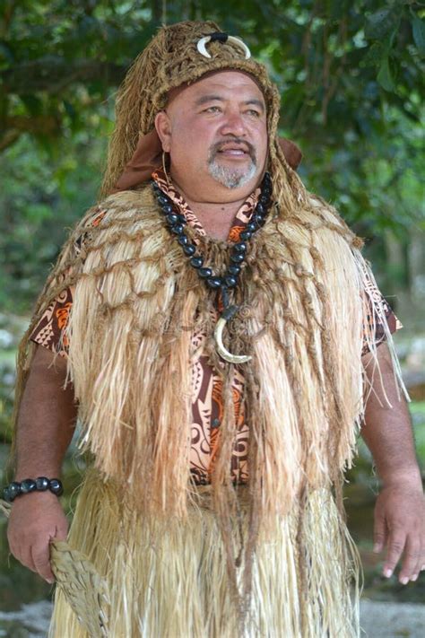 pacific islander tribal chief man  rarotonga cook island stock photo