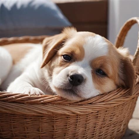 Premium AI Image | Cute puppy in a basket