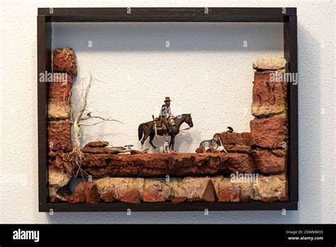 Diorama in a frame of a Wild West setting Stock Photo - Alamy