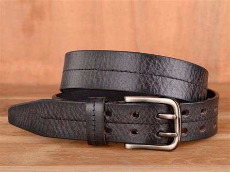 leather belt mens genuine double stitched belts enclosed  etsy uk