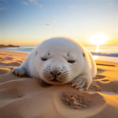 Premium Photo | A fluffy baby seal pup napping on a sunwarmed beach