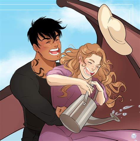 Azriel and Elain watering flowers : r/acotar