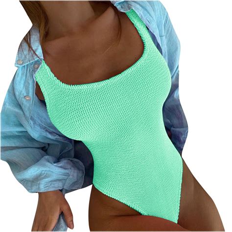 JGGSPWM Women's Neon One Piece Swimsuit, Square Neck Bathing Suit