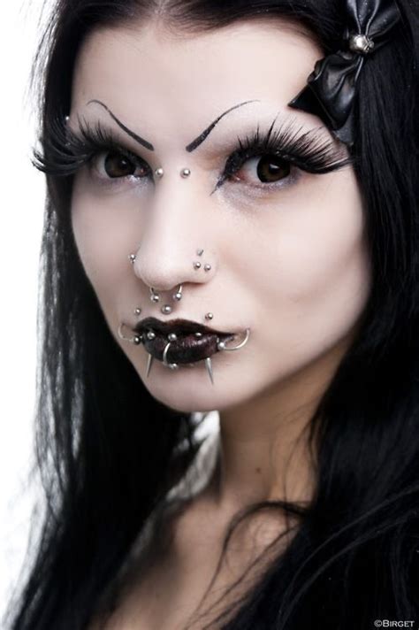 #piercings#piercing#gothic#goth#black lips#black hair | Body piercing