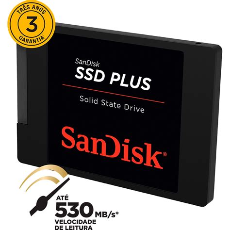 SSD Plus 120GB SDSSDA120G, Leitura 530MB/s, Gravação 310MB/s - SanDisk ...