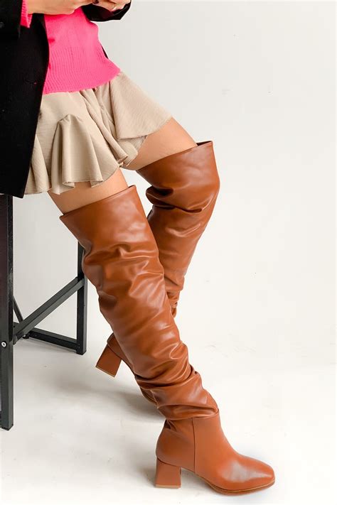 Long Brown Leather Long Boots