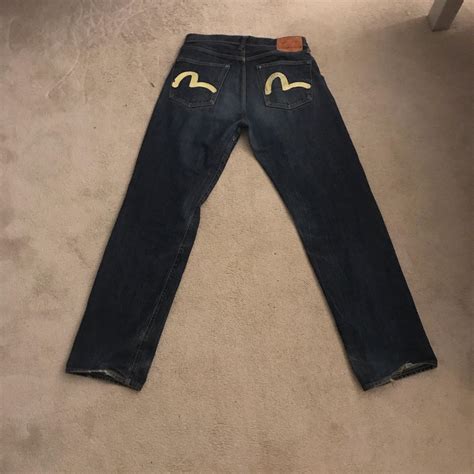 Yellow evisu jeans Don’t know what size is but i’d... - Depop