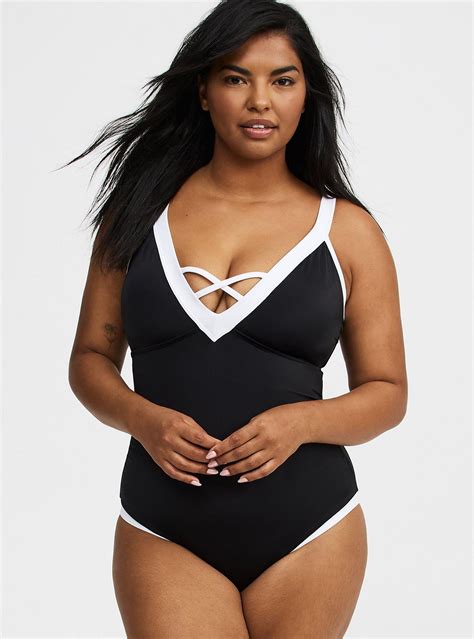 Plus Size - Wire-Free V-Plunge Cheeky One Piece - Torrid