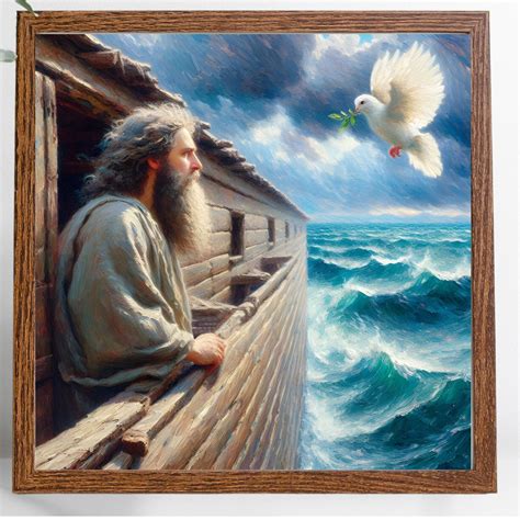 Noah Ark Dove Digital Printable Painting, Art for Church Vacation Bible