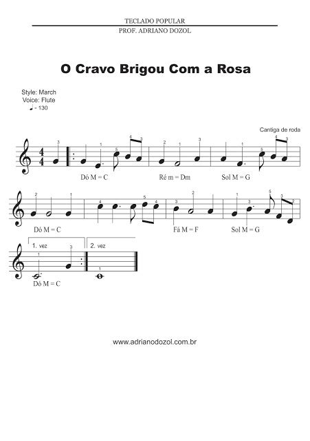 O Cravo Brigou Com A Rosa Letra Da Musica - Partituras Para Todos: O cravo brigou com a rosa
