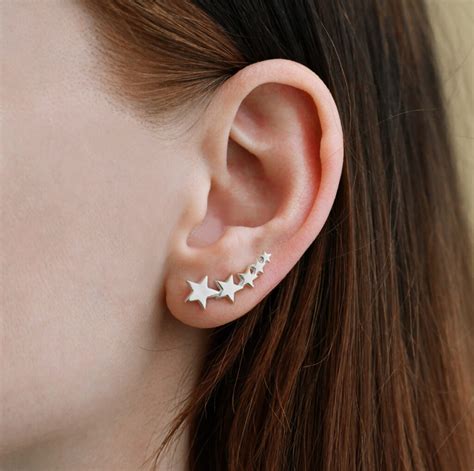 Срібні сережки клаймбери з зірками - Dadiverin Jewelry