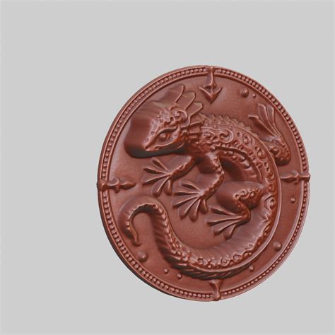 3D file Salamander Animal Head Salamander Animal Medallion for CNC