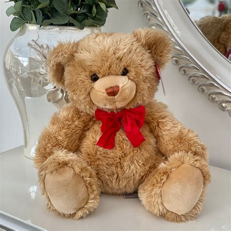 Large Brown Teddy Bear With Red Bow – FLUX DE FLEUR