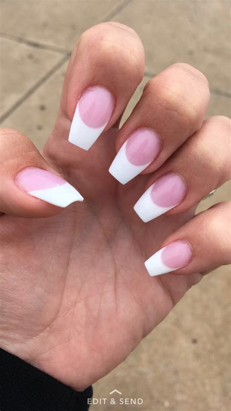 Pink And White Tip Coffin Nails