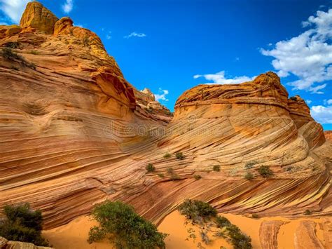 The Wave Sandstone Formation in Arizona Stock Image - Image of famous