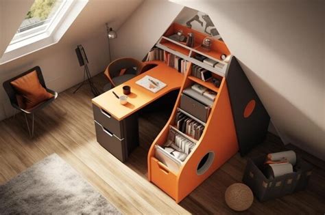 A desk with a shelf that says desk | Premium AI-generated image