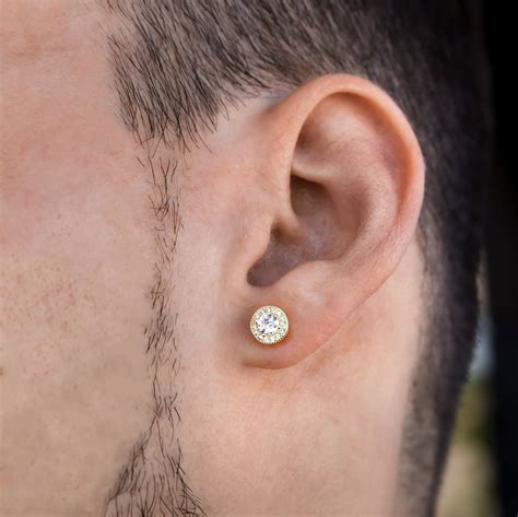 men earrings diamond gold 9