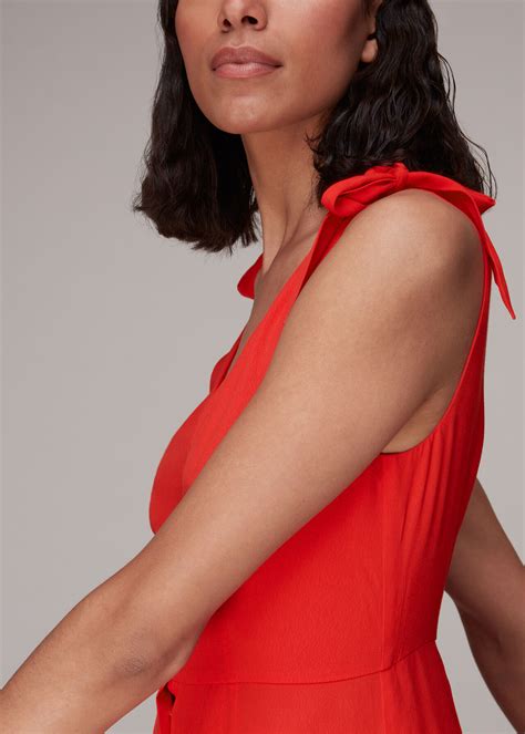 Red Hanna Tie Shoulder Dress | WHISTLES | Whistles UK