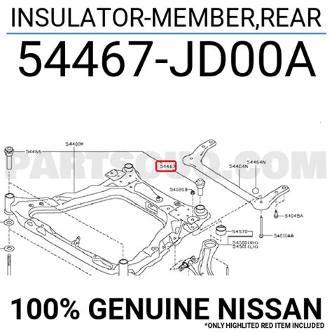 54467BR00A Nissan INSULATOR-MEMBER,REAR, Price: 15.49$, Weight: 0.32kg ...