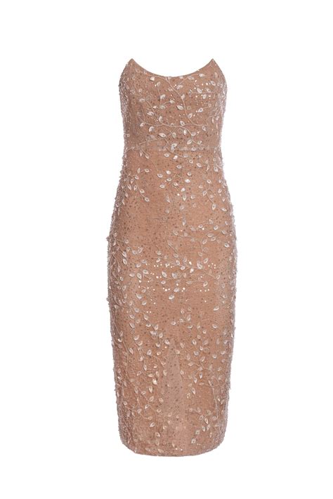 Amalia Nude Beaded Midi Dress | Afterpay | Zip Pay | Sezzle | Laybuy