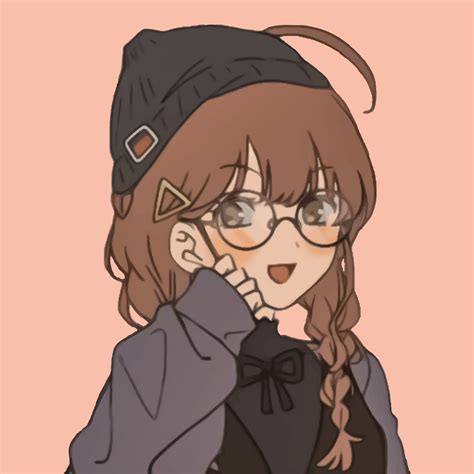 Cute anime girl with glasses and a hat 19054675 Vector Art at Vecteezy