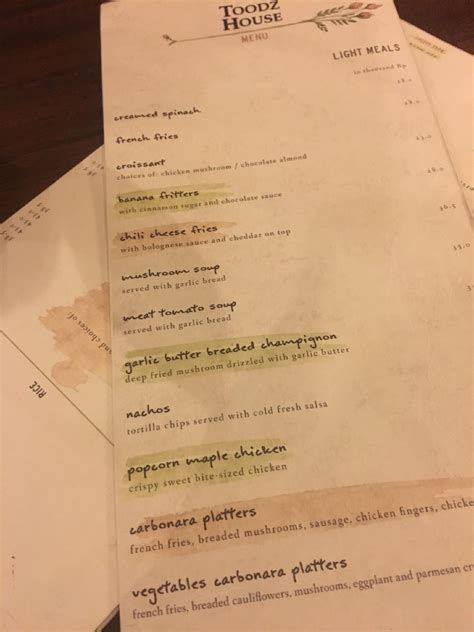 Menu at Toodz House - Cipete restaurant, Jakarta, Jl. Cipete Raya No.79