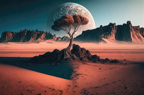 Premium AI Image | Desolate Landscape with Artistic Scale