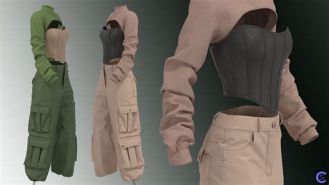 Брюки карго с корсетом / cargo pants and corset