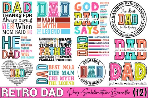 Retro Dad Png Sublimation Bundle Graphic by vector_art · Creative Fabrica