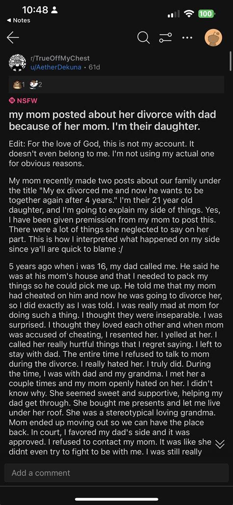 Okay so i have the mom’s POV and daughter’s POV and the mom’s update