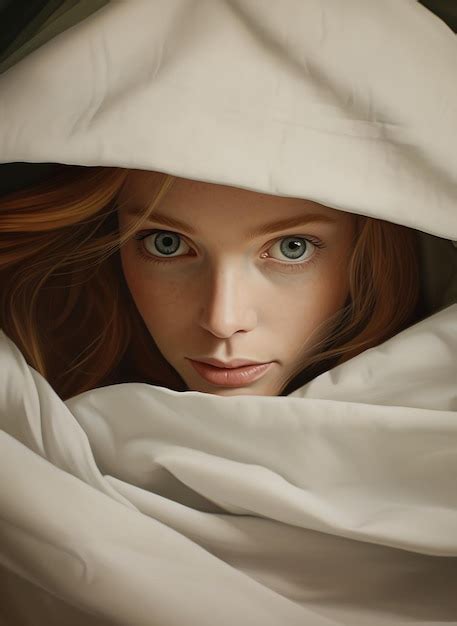 Premium AI Image | The Girl Who Hides Under The Blanket